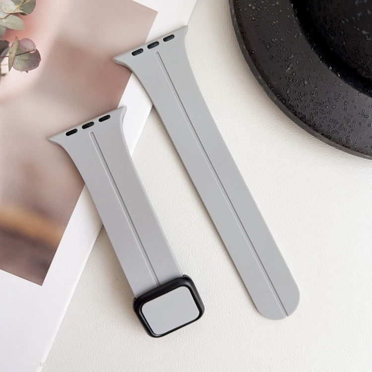 For Apple Watch Series 4 44mm Magnetic Square Buckle Silicone Watch Band(Cloud Gray) - Watch Bands by PMC TechLife | Online Shopping South Africa | PMC TechLife