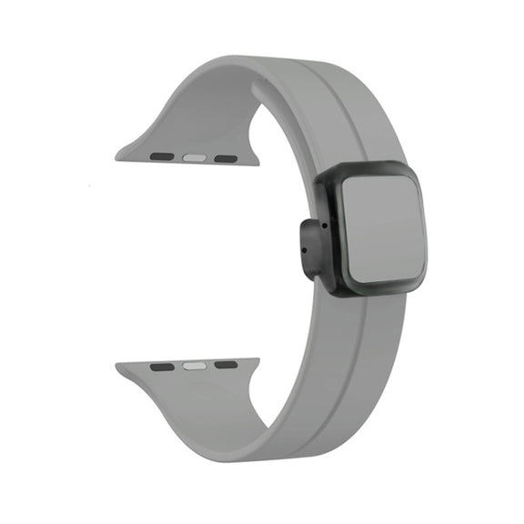 For Apple Watch Series 4 44mm Magnetic Square Buckle Silicone Watch Band(Cloud Gray)