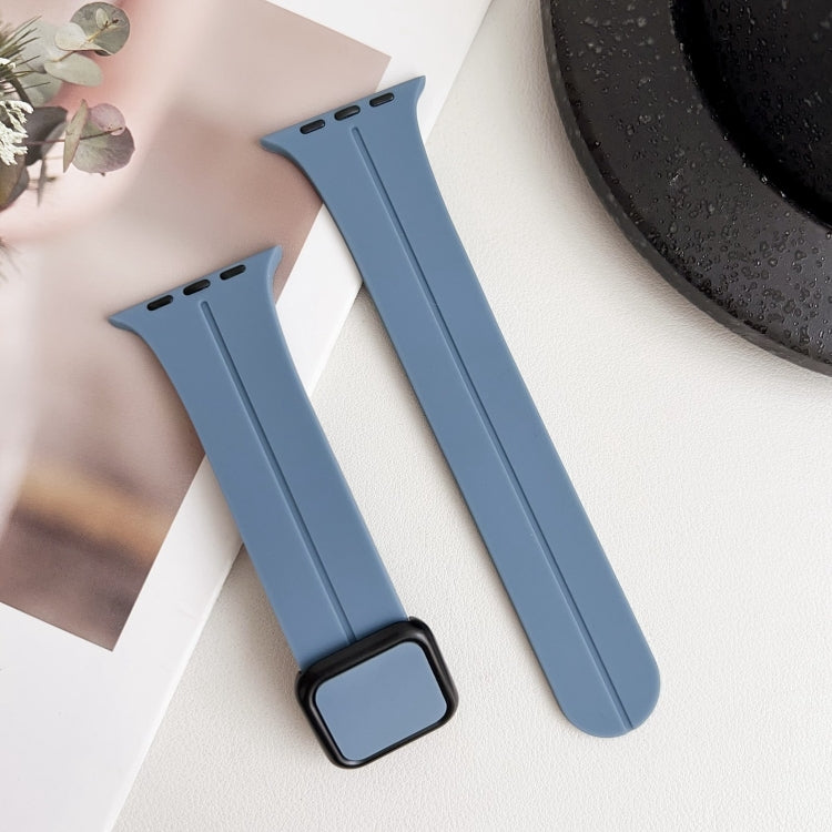 For Apple Watch Series 3 38mm Magnetic Square Buckle Silicone Watch Band(Blue) - Watch Bands by PMC TechLife | Online Shopping South Africa | PMC TechLife