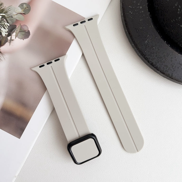 For Apple Watch Series 3 38mm Magnetic Square Buckle Silicone Watch Band(Starlight)