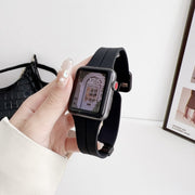 For Apple Watch Series 3 42mm Magnetic Square Buckle Silicone Watch Band(Black)