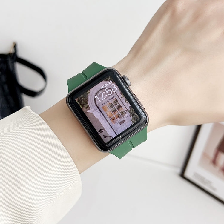 For Apple Watch Series 8 45mm Magnetic Square Buckle Silicone Watch Band(Rock Green) - Watch Bands by PMC TechLife | Online Shopping South Africa | PMC TechLife