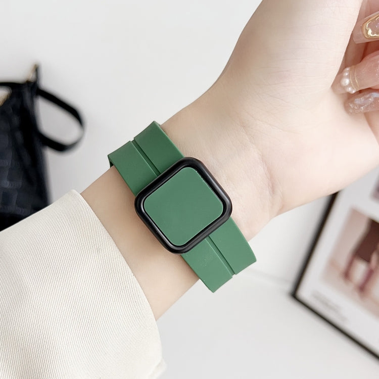 For Apple Watch Series 4 44mm Magnetic Square Buckle Silicone Watch Band(Red)