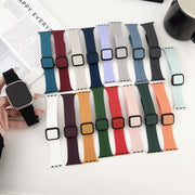 For Apple Watch SE 40mm Magnetic Square Buckle Silicone Watch Band(Dark Grey)