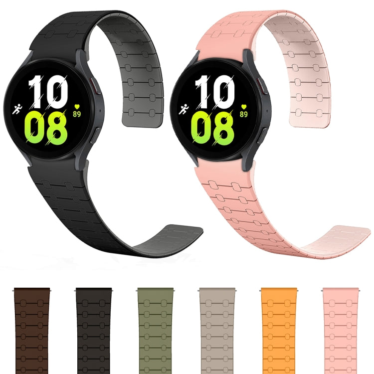 For Samsung Galaxy Watch 6 / 5 / 4 Two Color Loop Magnetic Silicone Watch Band(Khaki+Light Green) - Watch Bands by PMC TechLife | Online Shopping South Africa | PMC TechLife