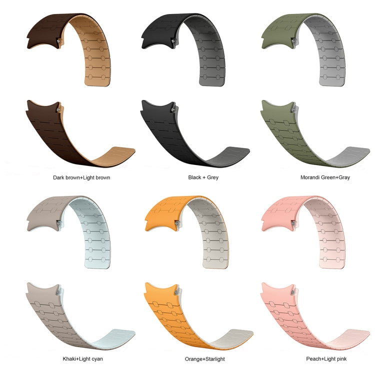 For Samsung Galaxy Watch 6 / 5 / 4 Two Color Loop Magnetic Silicone Watch Band(Green+Grey)