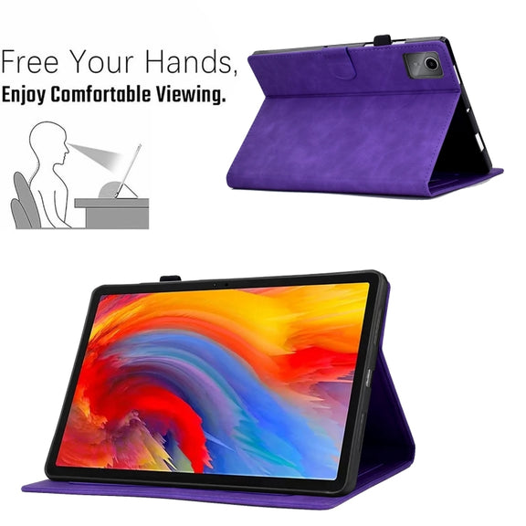 For Lenovo Tab M11 / Xiaoxin Pad 11 2024 Smile Embossed Smart Leather Tablet Case(Purple)
