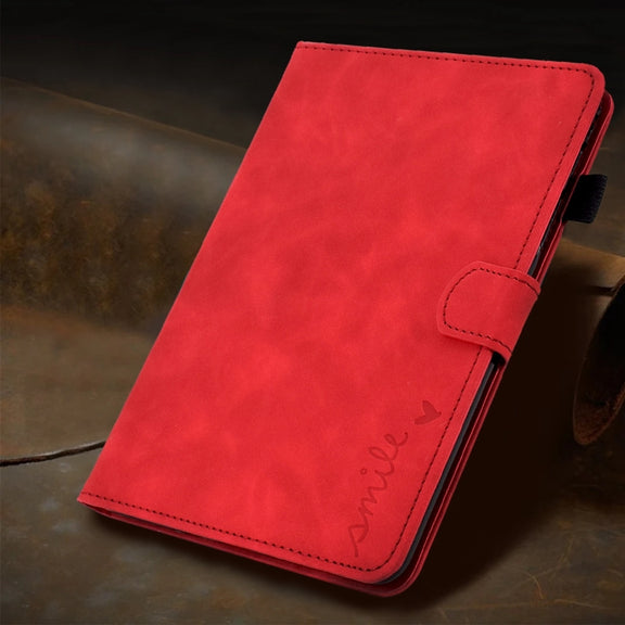 For Lenovo Tab M11 / Xiaoxin Pad 11 2024 Smile Embossed Smart Leather Tablet Case(Red)
