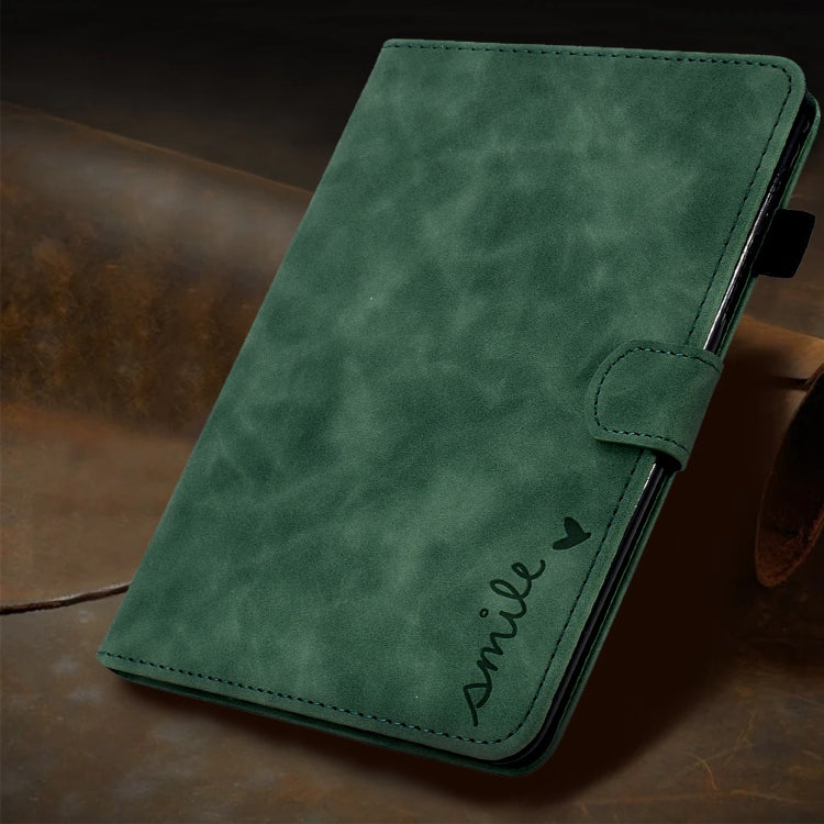 For Lenovo Tab M11 / Xiaoxin Pad 11 2024 Smile Embossed Smart Leather Tablet Case(Green) - Lenovo by PMC Jewellery | Online Shopping South Africa | PMC Jewellery | Buy Now Pay Later Mobicred