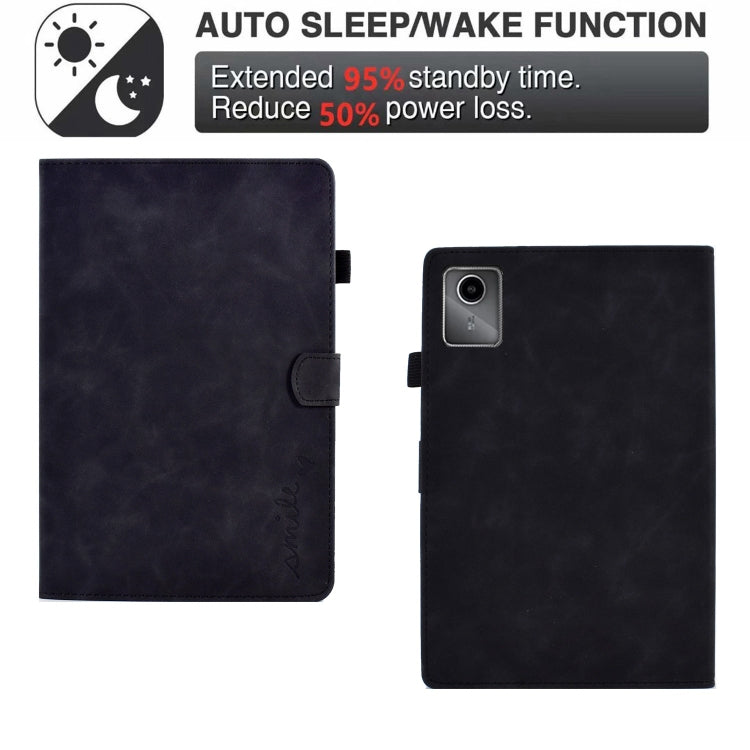 For Lenovo Tab M11 / Xiaoxin Pad 11 2024 Smile Embossed Smart Leather Tablet Case(Black) - Lenovo by PMC Jewellery | Online Shopping South Africa | PMC Jewellery | Buy Now Pay Later Mobicred