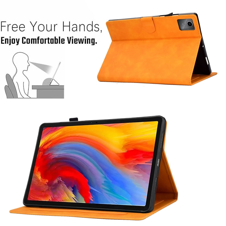 For Lenovo Tab M11 / Xiaoxin Pad 11 2024 Smile Embossed Smart Leather Tablet Case(Khaki)