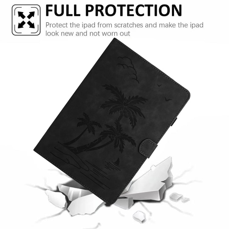 For Lenovo Tab M11/Xiaoxin Pad 11 2024 Coconut Tree Embossed Smart Leather Tablet Case(Black) - Lenovo by PMC Jewellery | Online Shopping South Africa | PMC Jewellery | Buy Now Pay Later Mobicred