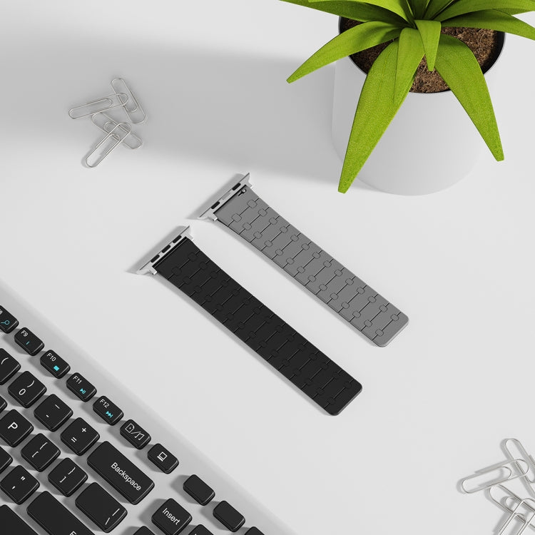 For Apple Watch Ultra 2 49mm Two Color Loop Magnetic Silicone Watch Band(Black+Grey)