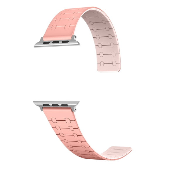 For Apple Watch Series 9 45mm Two Color Loop Magnetic Silicone Watch Band(Peach+Light Pink)