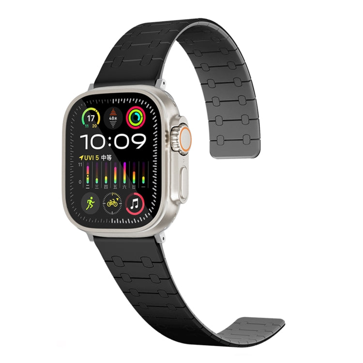 For Apple Watch Series 7 41mm Two Color Loop Magnetic Silicone Watch Band(Black+Grey) - Watch Bands by PMC TechLife | Online Shopping South Africa | PMC TechLife