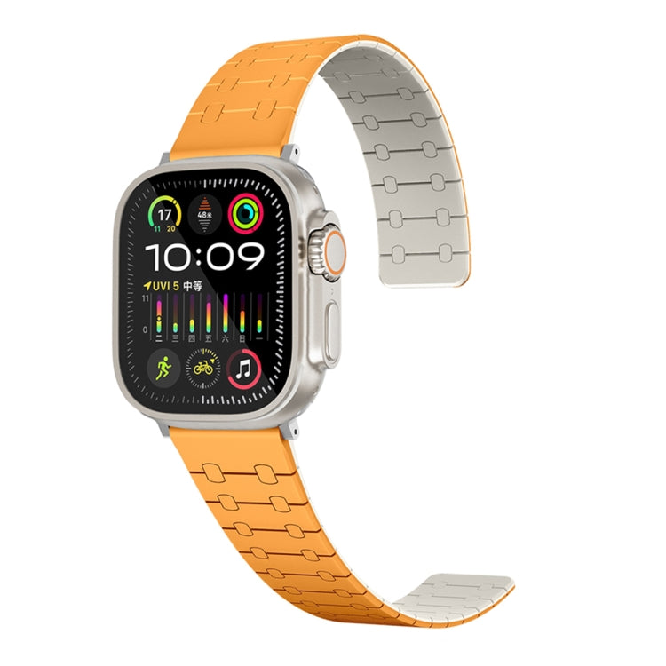 For Apple Watch SE 40mm Two Color Loop Magnetic Silicone Watch Band(Orange+Starlight) - free shipping - PMC TechLife - Order now!