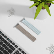 For Apple Watch Series 6 44mm Two Color Loop Magnetic Silicone Watch Band(Khaki+Light Green)