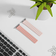 For Apple Watch Series 2 38mm Two Color Loop Magnetic Silicone Watch Band(Peach+Light Pink)