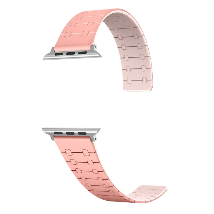 For Apple Watch 42mm Two Color Loop Magnetic Silicone Watch Band(Peach+Light Pink) - Watch Bands by PMC TechLife | Online Shopping South Africa | PMC TechLife