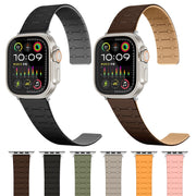 For Apple Watch SE 2022 40mm Two Color Loop Magnetic Silicone Watch Band(Green+Grey)