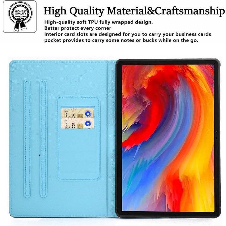 For Lenovo Tab M11 / Xiaoxin Pad 11 2024 Colored Drawing Sewing Pen Slot Leather Tablet Case(Butterflies)