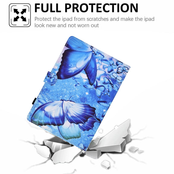 For Lenovo Tab M11 / Xiaoxin Pad 11 2024 Colored Drawing Sewing Pen Slot Leather Tablet Case(Butterflies)