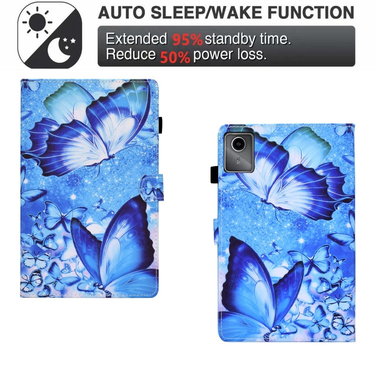 For Lenovo Tab M11 / Xiaoxin Pad 11 2024 Colored Drawing Sewing Pen Slot Leather Tablet Case(Butterflies) - free shipping - PMC Jewellery - Order now!