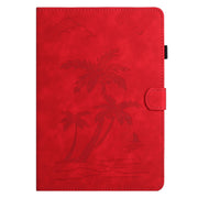For iPad Pro 11 2024 Coconut Tree Embossed Smart Leather Tablet Case(Red)