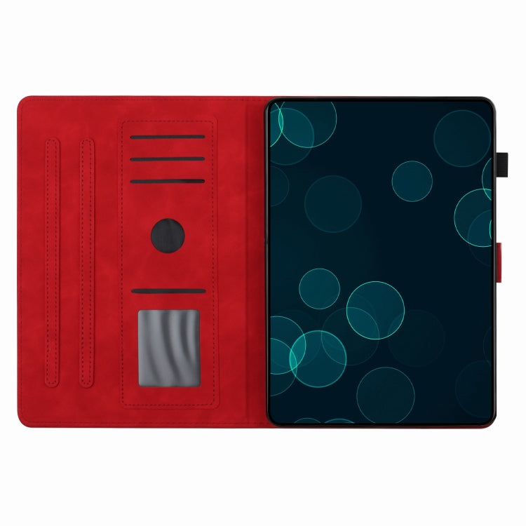 For iPad Pro 11 2024 Coconut Tree Embossed Smart Leather Tablet Case(Red)
