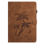 For iPad Pro 11 2024 Coconut Tree Embossed Smart Leather Tablet Case(Brown)