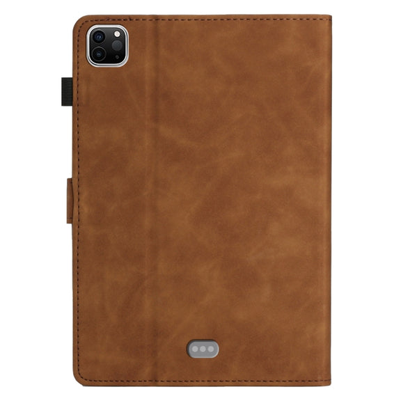 For iPad Pro 11 2024 Coconut Tree Embossed Smart Leather Tablet Case(Brown)