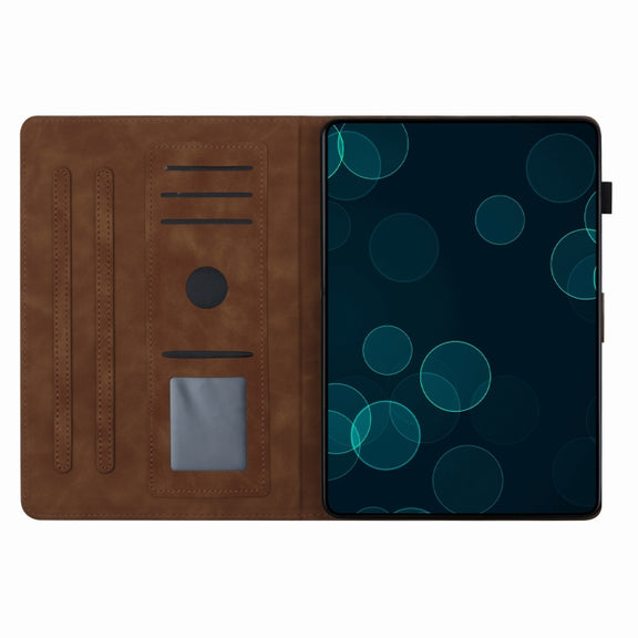 For iPad Pro 11 2024 Coconut Tree Embossed Smart Leather Tablet Case(Brown)