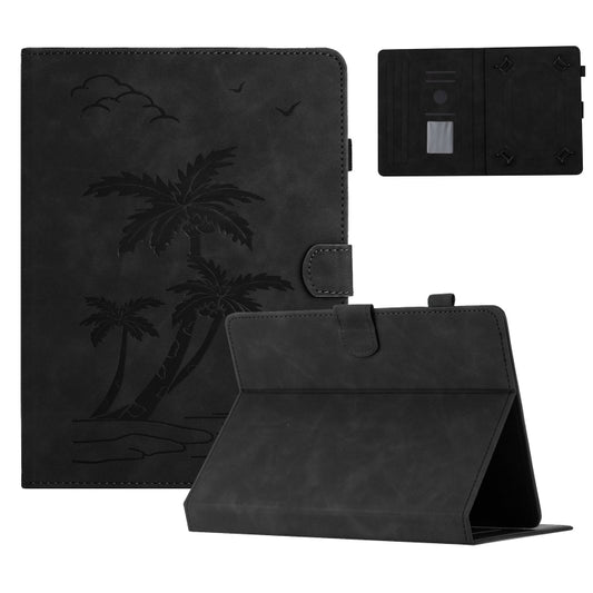 For 10 inch Universal Coconut Tree Embossed Leather Tablet Case(Black) - 10 - 11 inch by PMC Jewellery | Online Shopping South Africa | PMC Jewellery | Buy Now Pay Later Mobicred