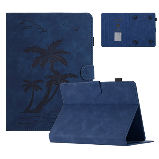 For 10 inch Universal Coconut Tree Embossed Leather Tablet Case(Blue) - 10 - 11 inch by PMC Jewellery | Online Shopping South Africa | PMC Jewellery | Buy Now Pay Later Mobicred