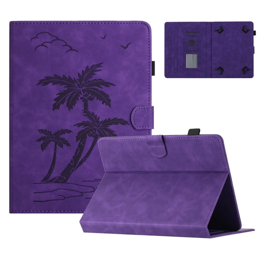 For 10 inch Universal Coconut Tree Embossed Leather Tablet Case(Purple) - free shipping - PMC Jewellery - Order now!