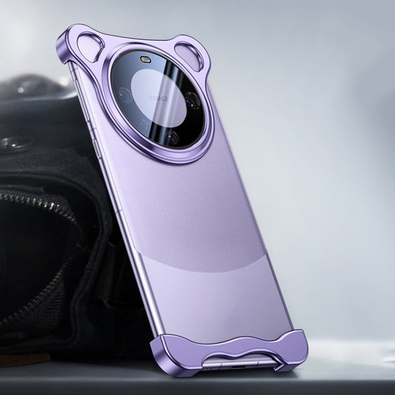 For Huawei Mate 60 Frameless Metal Corner Pad Phone Case with Lens Film(Purple)