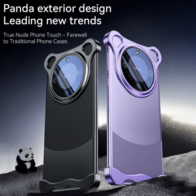For Huawei Mate 60 Pro Frameless Metal Corner Pad Phone Case with Lens Film(Purple)