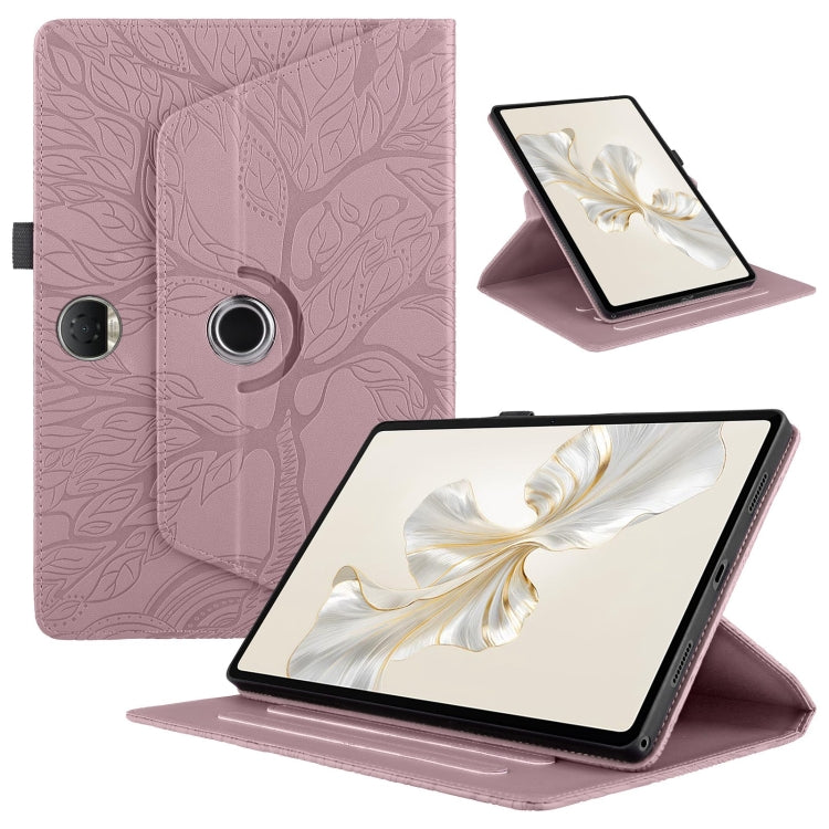 For Honor Pad 9 Tree Life Embossed Rotation Leather Tablet Case(Rose Gold) - Honor by PMC TechLife | Online Shopping South Africa | PMC TechLife | Buy Now Pay Later Mobicred
