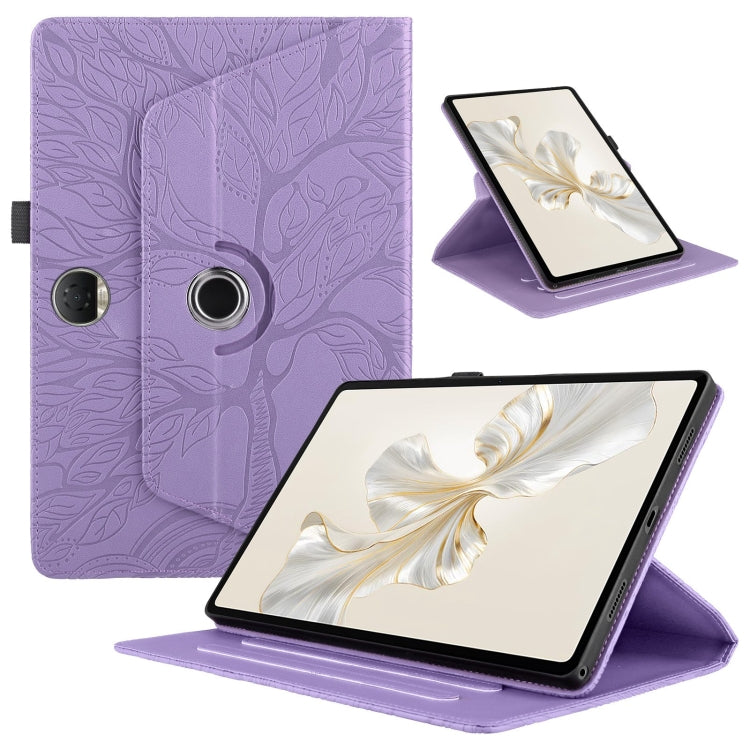 For Honor Pad 9 Tree Life Embossed Rotation Leather Tablet Case(Purple) - Honor by PMC TechLife | Online Shopping South Africa | PMC TechLife | Buy Now Pay Later Mobicred