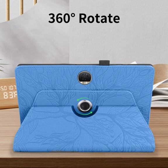 For Honor Pad 9 Tree Life Embossed Rotation Leather Tablet Case(Blue)