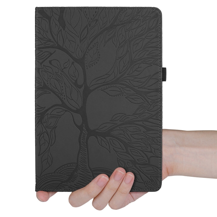 For Honor Pad 9 Tree Life Embossed Rotation Leather Tablet Case(Black)