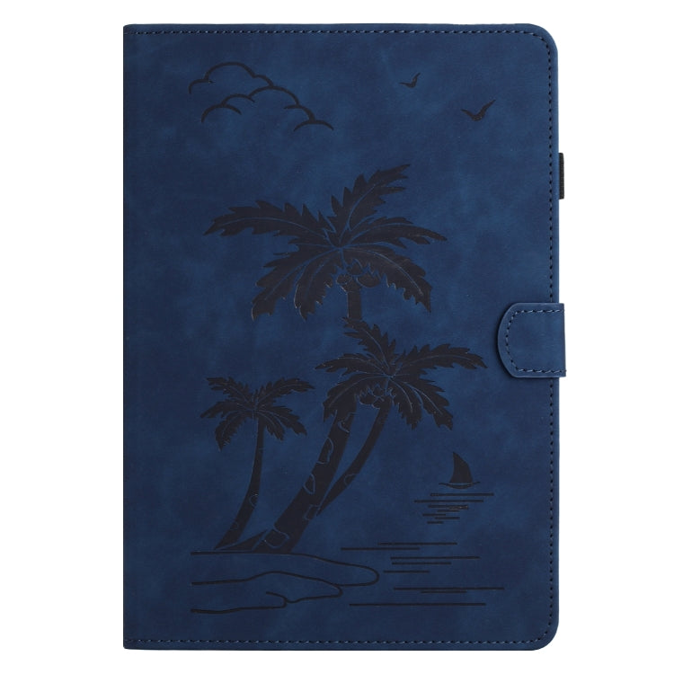 For Samsung Galaxy Tab S9 X710/X716B/X718U Coconut Tree Embossed Smart Leather Tablet Case(Blue)