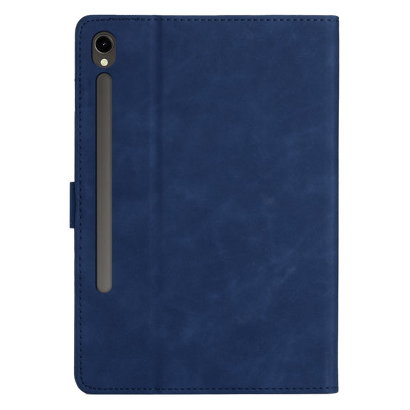 For Samsung Galaxy Tab S9 X710/X716B/X718U Coconut Tree Embossed Smart Leather Tablet Case(Blue)
