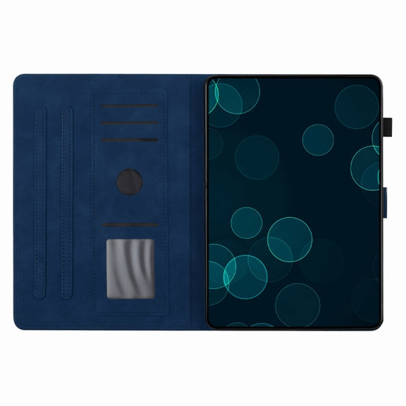 For Samsung Galaxy Tab S9 X710/X716B/X718U Coconut Tree Embossed Smart Leather Tablet Case(Blue)