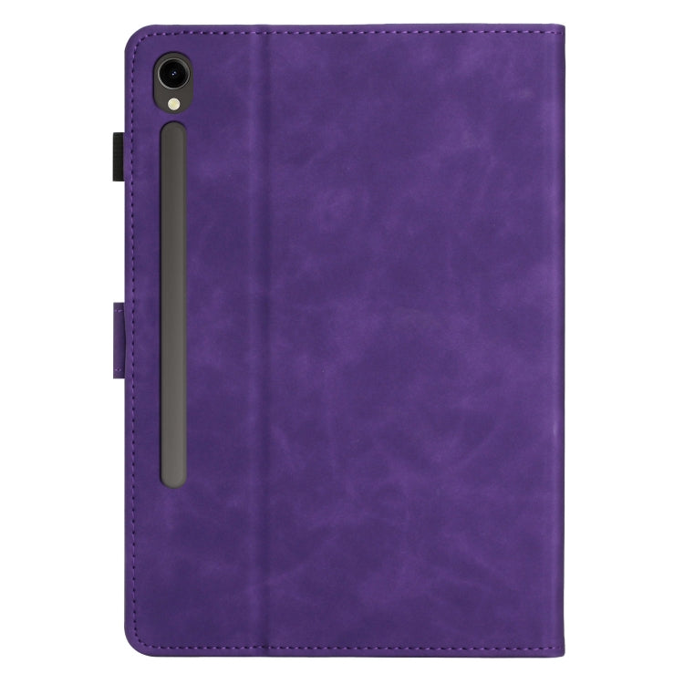 For Samsung Galaxy Tab S9 X710/X716B/X718U Coconut Tree Embossed Smart Leather Tablet Case(Purple) - Galaxy Tab S9 Cases by PMC Jewellery | Online Shopping South Africa | PMC Jewellery | Buy Now Pay Later Mobicred