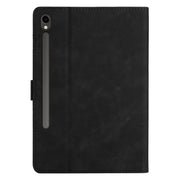 For Samsung Galaxy Tab S9 FE X510/X516B Coconut Tree Embossed Smart Leather Tablet Case(Black)