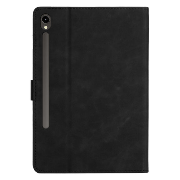 For Samsung Galaxy Tab S9 FE X510/X516B Coconut Tree Embossed Smart Leather Tablet Case(Black)