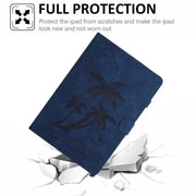 For Samsung Galaxy Tab S9 FE X510/X516B Coconut Tree Embossed Smart Leather Tablet Case(Blue)