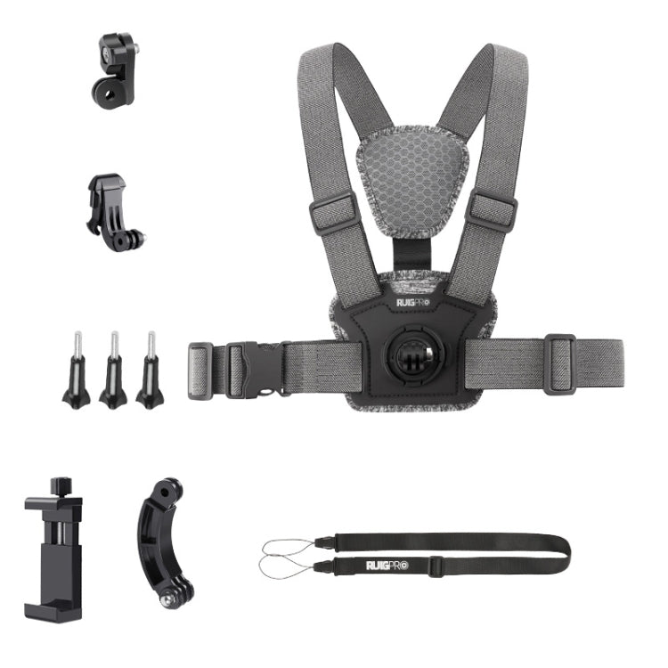 7 in 1 Phone Clamp Adjustable Body Mount Belt Chest Strap with Mount & Screw(Grey) - free shipping - PMC Jewellery - Order now!