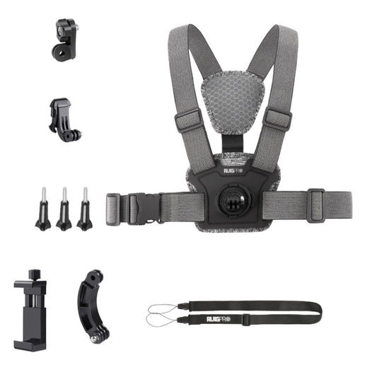 7 in 1 Phone Clamp Adjustable Body Mount Belt Chest Strap with Mount & Screw(Grey) - free shipping - PMC Jewellery - Order now!